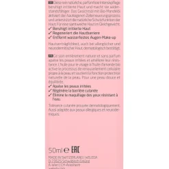 Gezichtsolie voor gevoelige huid Amandel, Natuurlijke, geurvrije olie met 3 ingrediënten voor een gekalmeerde huid en het verwijderen van oogmake-up