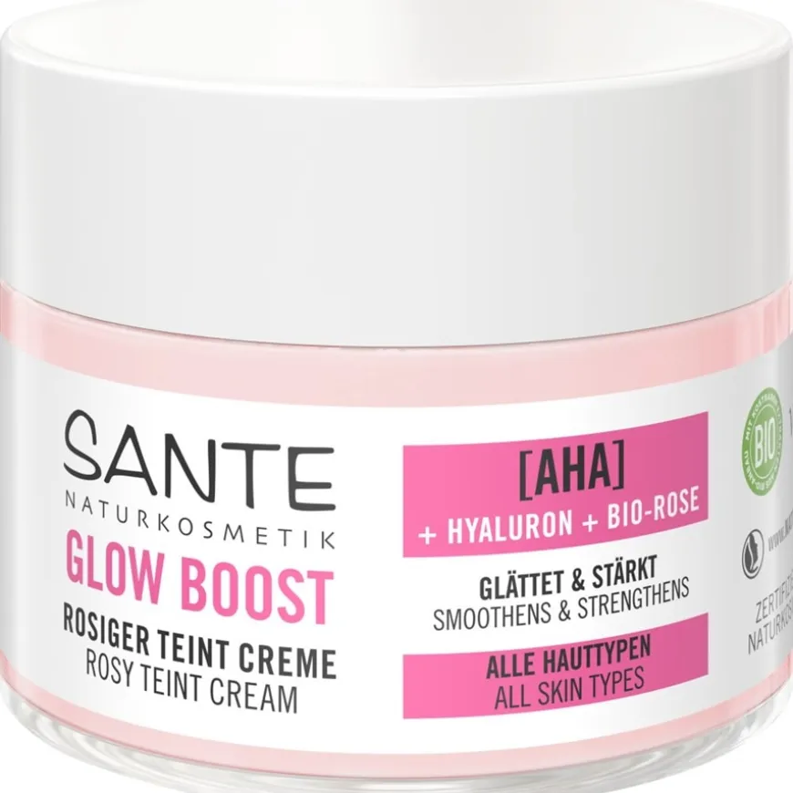 Gloed Boost teintcrème, AHA, hyaluronzuur & organische roos