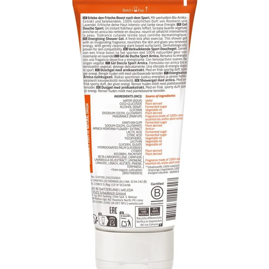 Sportverfrissing Boost Douchegel Arnica, Recharge your energy in the shower