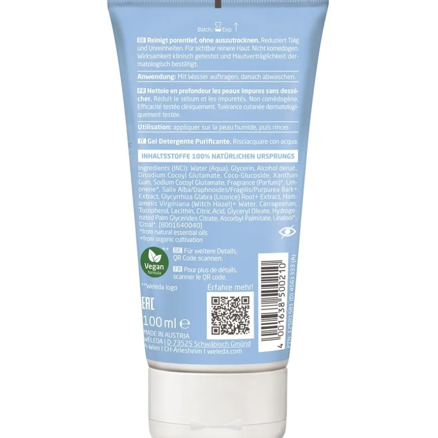 Verhelderende wasgel, Zachte, zeer effectieve wasgel voor de vette, onzuivere en gemengde huid