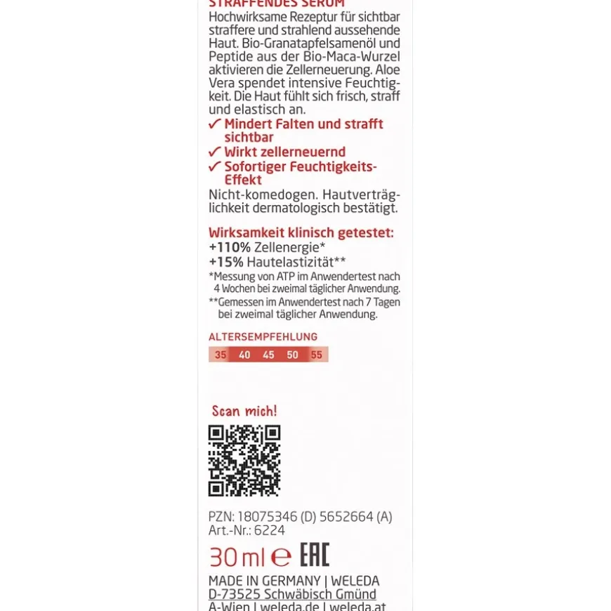 Verstevigend serum granaatappel & maca peptiden, Vermindert rimpels en verstevigt zichtbaar